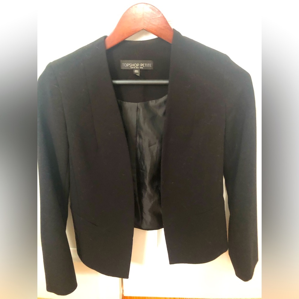 Topshop black tuxedo jacket 2P